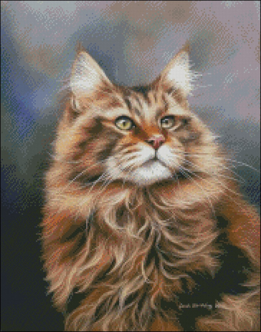 Kitty Portrait - Counted Cross Stitch Patterns Embroidery Crafts Needlework DIY Chart DMC Color