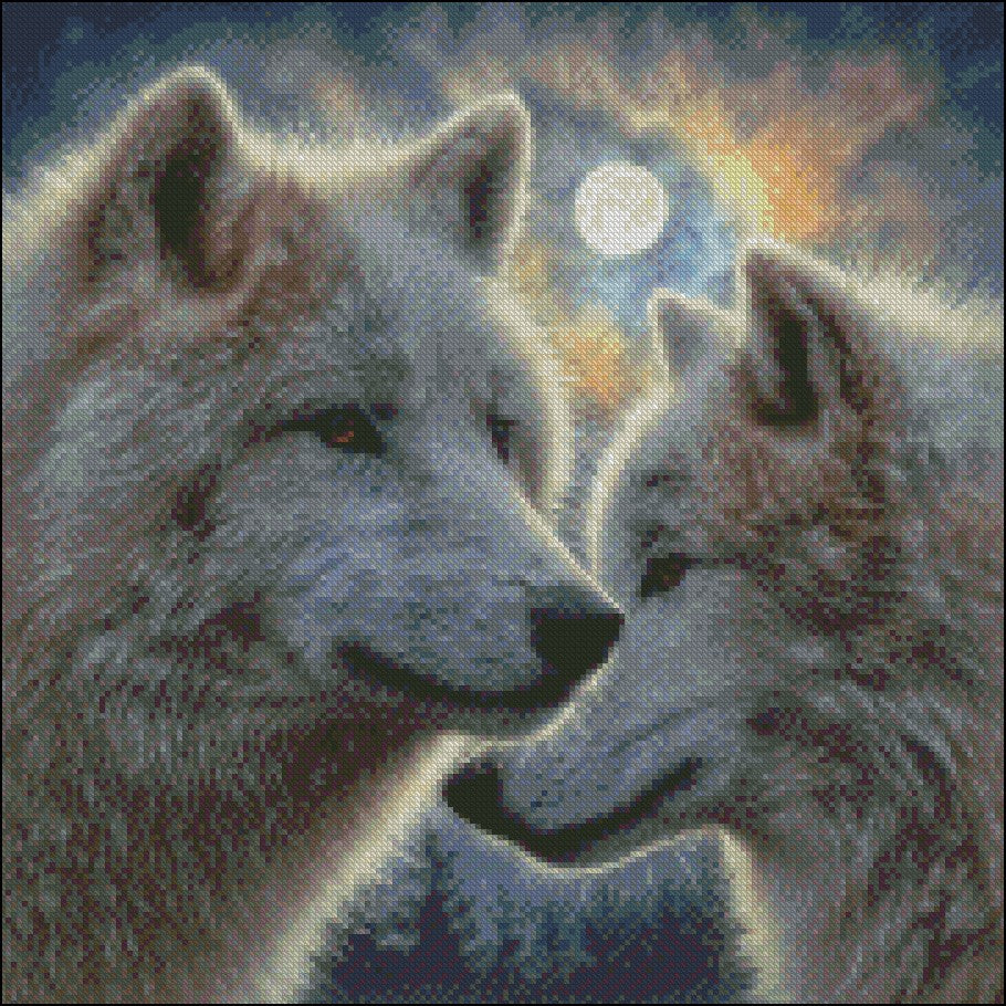 Moonlight Mates - Counted Cross Stitch Patterns Embroidery Crafts Needlework DIY Chart DMC Color
