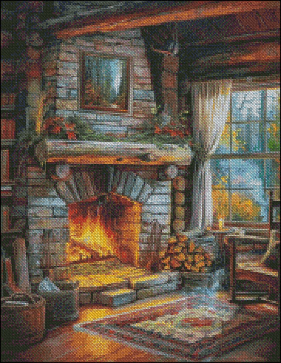 Cozy Flames - Counted Cross Stitch Patterns Embroidery Crafts Needlework DIY Chart DMC Color