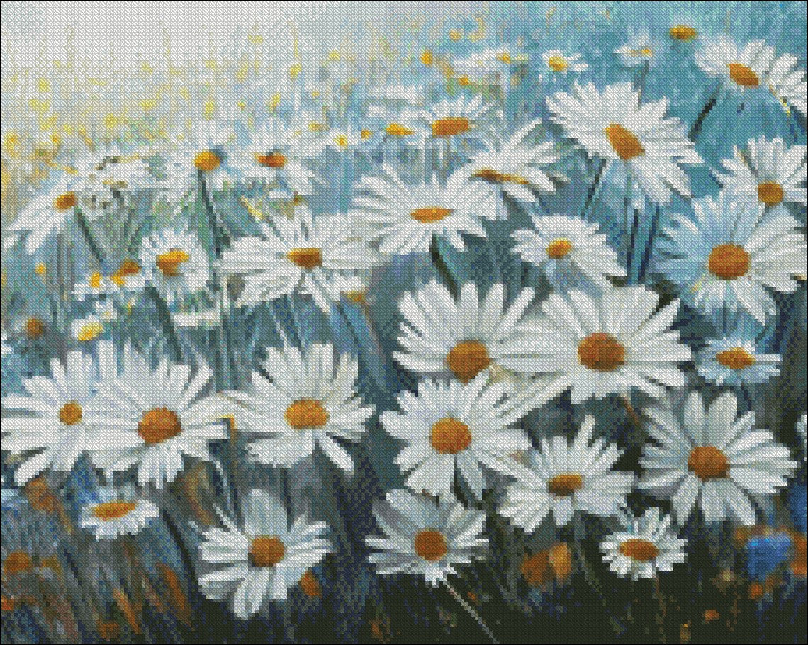 Wild Daisy 2 - Counted Cross Stitch Patterns Embroidery Crafts Needlework DIY Chart DMC Color