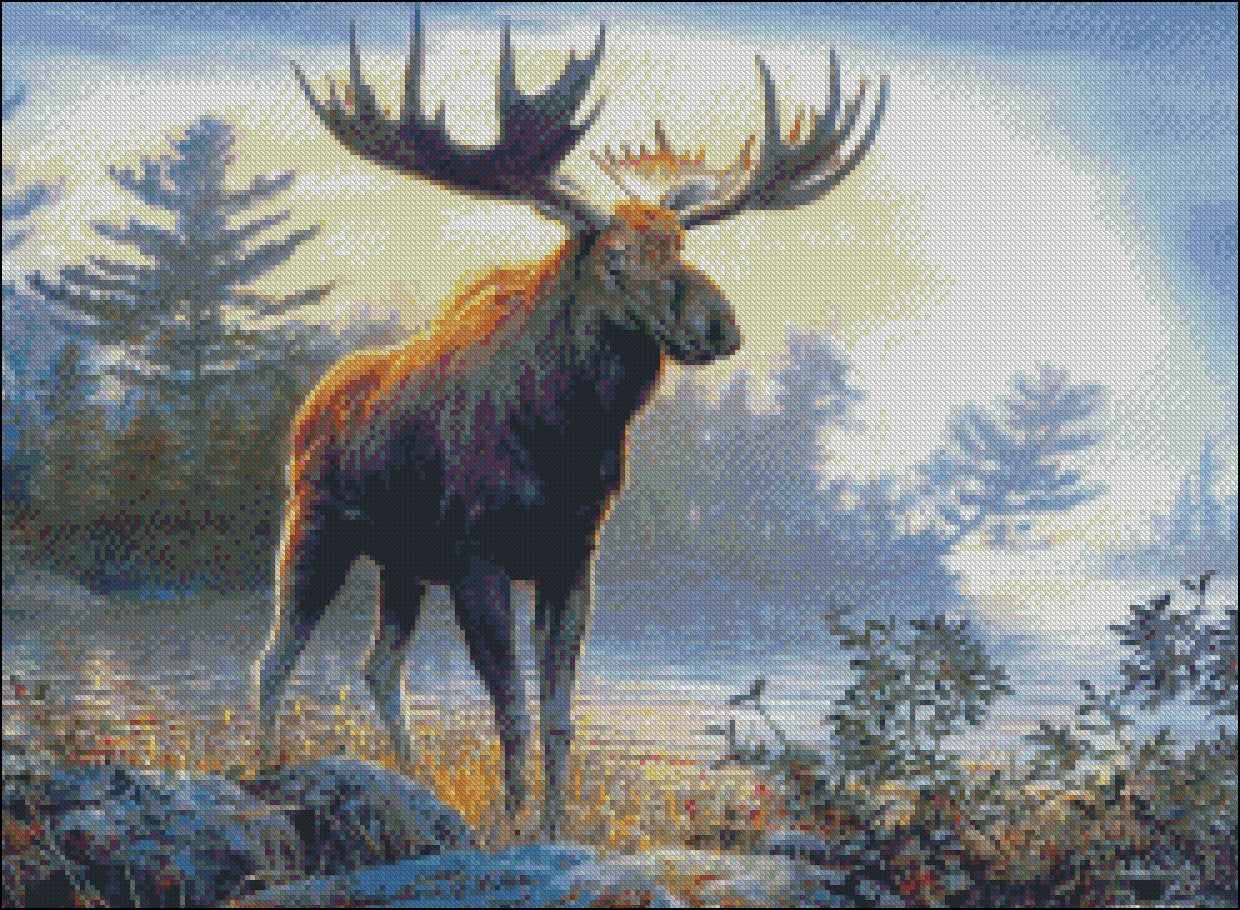 Moose Collection 8 - Counted Cross Stitch Patterns Embroidery Crafts Needlework DIY Chart DMC Color