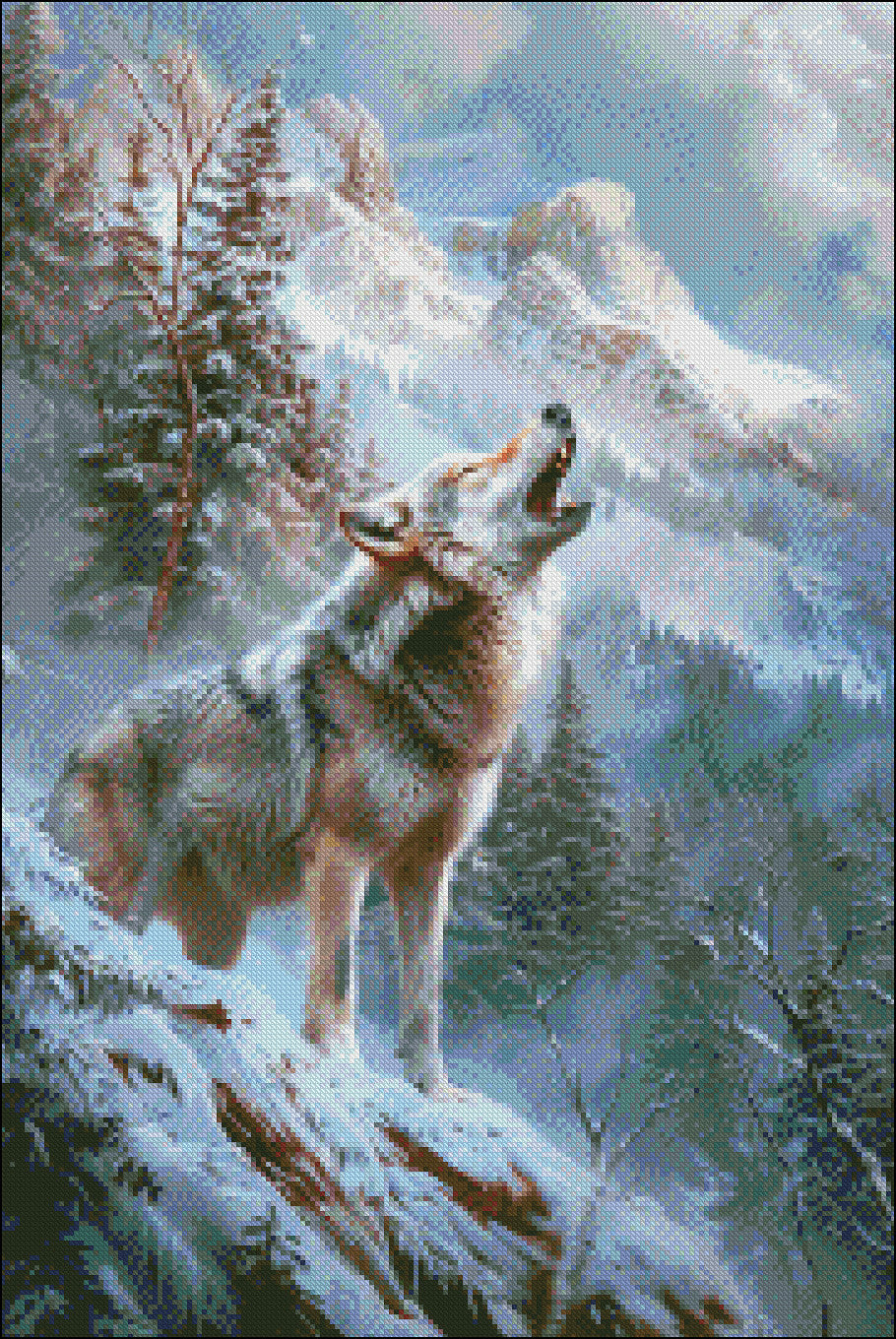 A Grey Wolf - Counted Cross Stitch Patterns Embroidery Crafts Needlework DIY Chart DMC Color