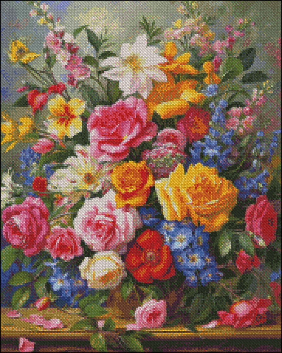 Nostalgic Blooms 2 - Counted Cross Stitch Patterns Embroidery Crafts Needlework DIY Chart DMC Color