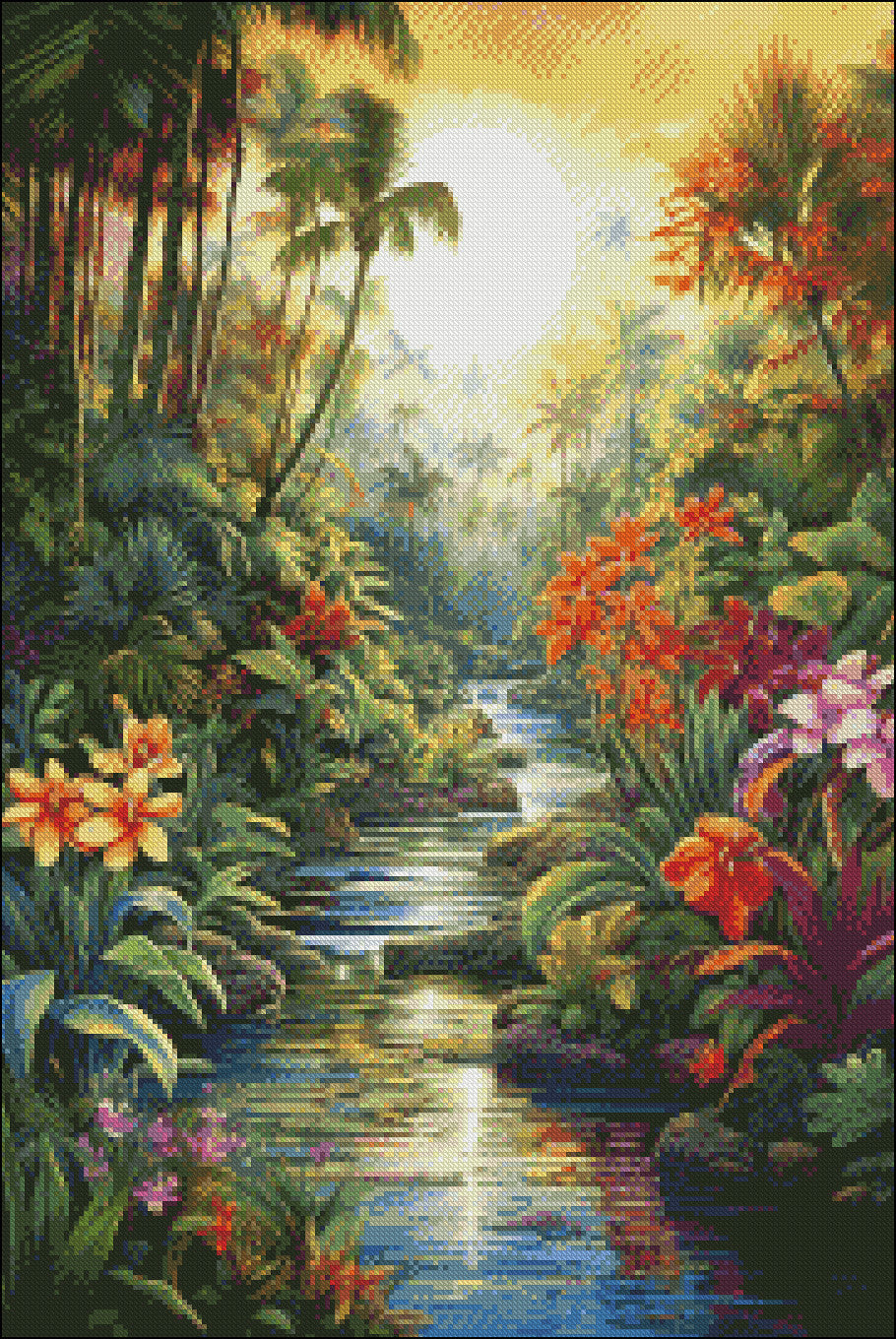 Tropical Oasis 1 - Counted Cross Stitch Patterns Embroidery Crafts Needlework DIY Chart DMC Color