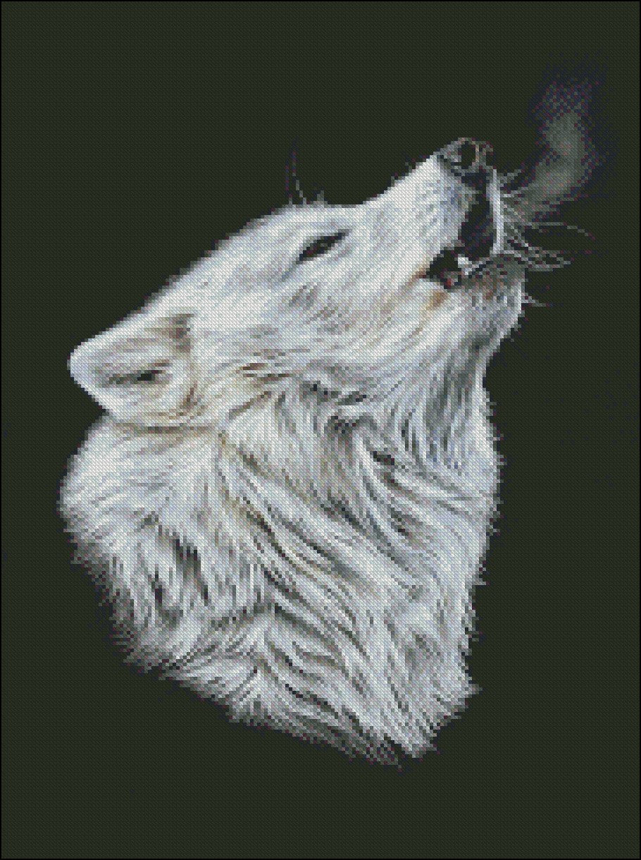 White Wolf - Counted Cross Stitch Patterns Embroidery Crafts Needlework DIY Chart DMC Color