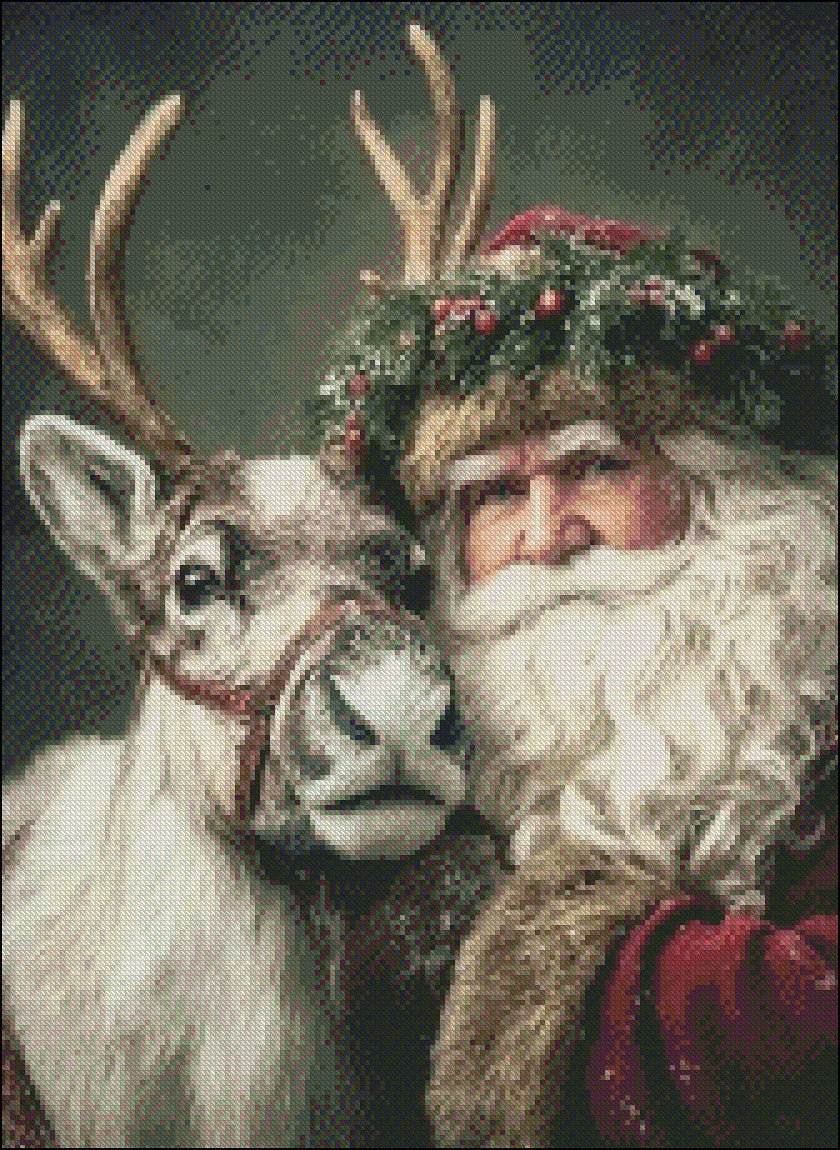 Santa’s Reindeer - Counted Cross Stitch Patterns Embroidery Crafts Needlework DIY Chart DMC Color