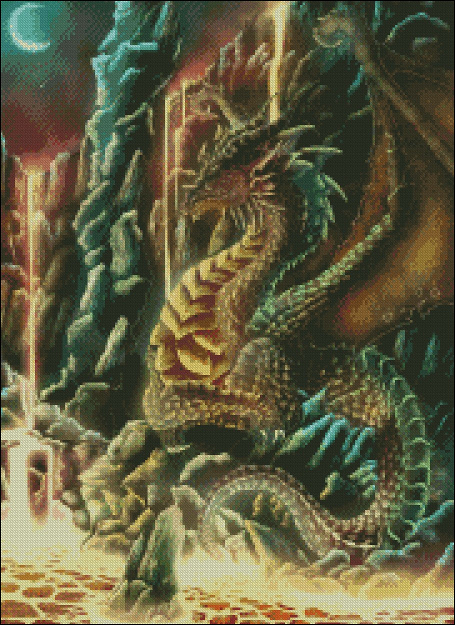 Dragon's Magma - Counted Cross Stitch Patterns Embroidery Crafts Needlework DIY Chart DMC Color
