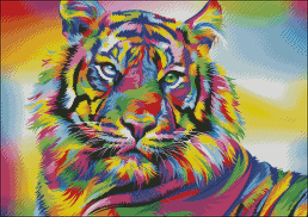 Tiger Stripes - Counted Cross Stitch Patterns Embroidery Crafts Needlework DIY Chart DMC Color