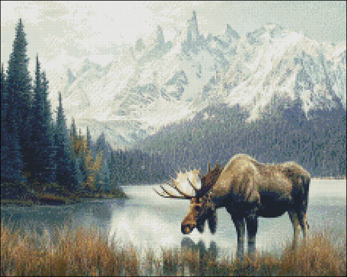 Guardian of the Ancient Lake - Counted Cross Stitch Patterns Embroidery Crafts Needlework DIY Chart DMC Color