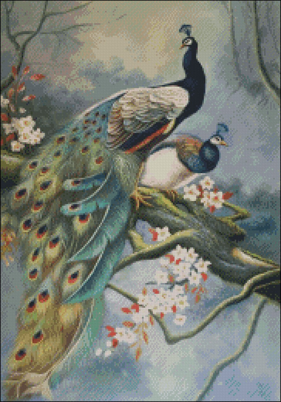 Peacock Collection 17 - Counted Cross Stitch Patterns Embroidery Crafts Needlework DIY Chart DMC Color