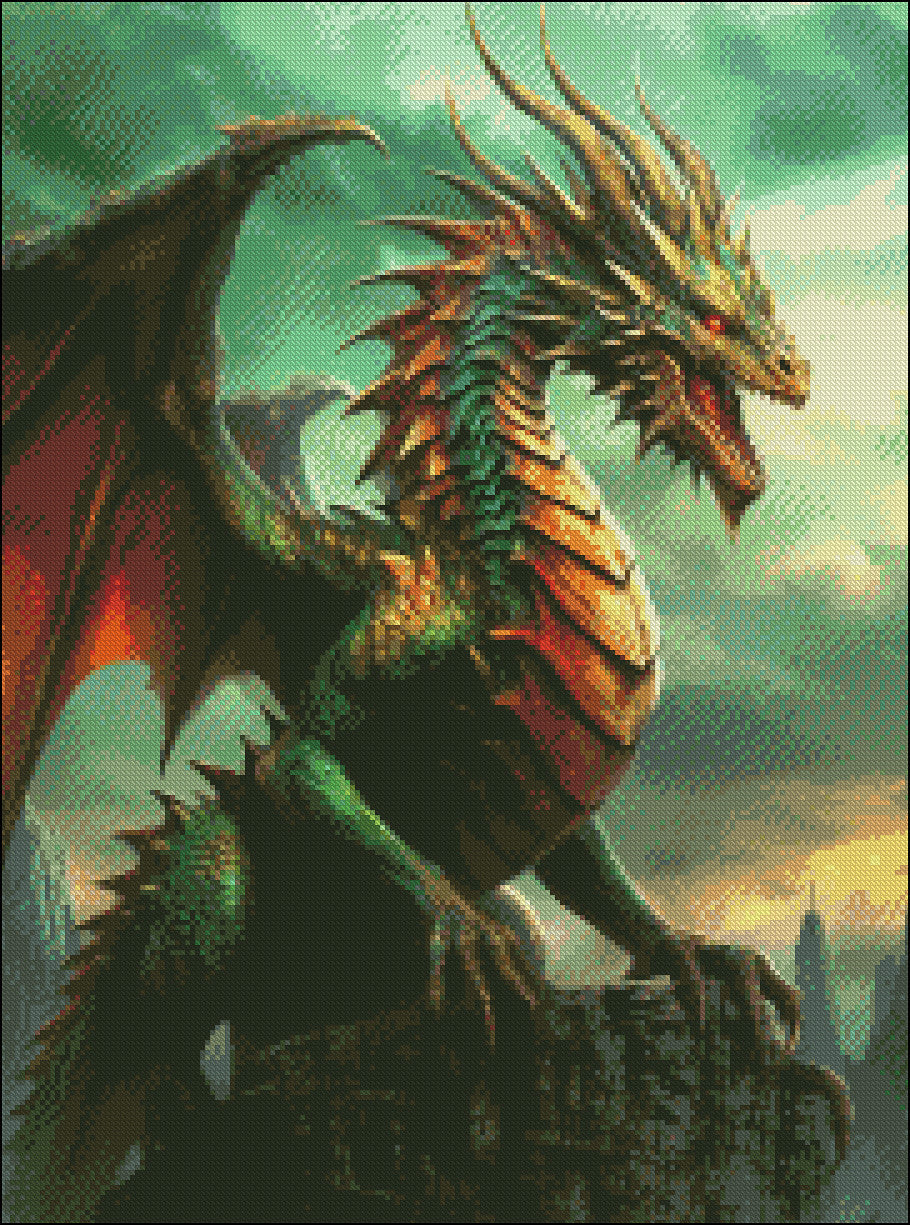 Fantasy Dragon - Counted Cross Stitch Patterns Embroidery Crafts Needlework DIY Chart DMC Color