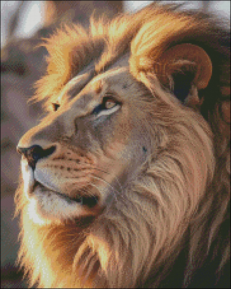 Portrait of Lion 4 - Counted Cross Stitch Patterns Embroidery Crafts Needlework DIY Chart DMC Color