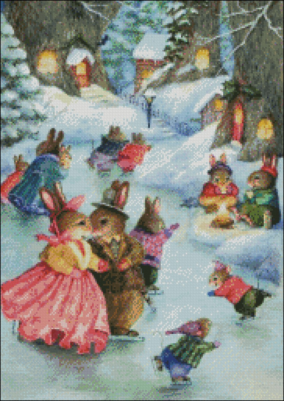 Ski Dancing - Counted Cross Stitch Patterns Embroidery Crafts Needlework DIY Chart DMC Color