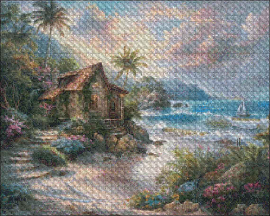Island Dreams 1 - Counted Cross Stitch Patterns Embroidery Crafts Needlework DIY Chart DMC Color