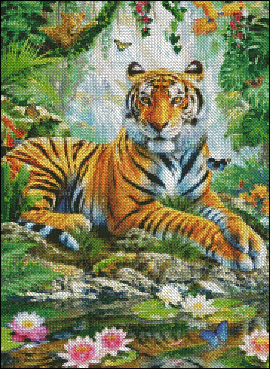 Tiger Collection 12 - Counted Cross Stitch Patterns Embroidery Crafts Needlework DIY Chart DMC Color