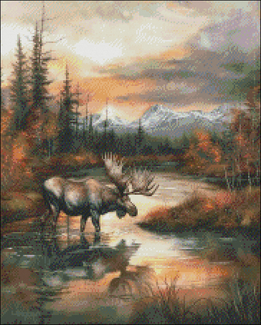 Evening at Water's Edge - Counted Cross Stitch Patterns Embroidery Crafts Needlework DIY Chart DMC Color