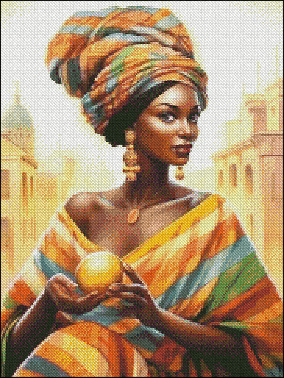 African Woman - Counted Cross Stitch Patterns Embroidery Crafts Needlework DIY Chart DMC Color