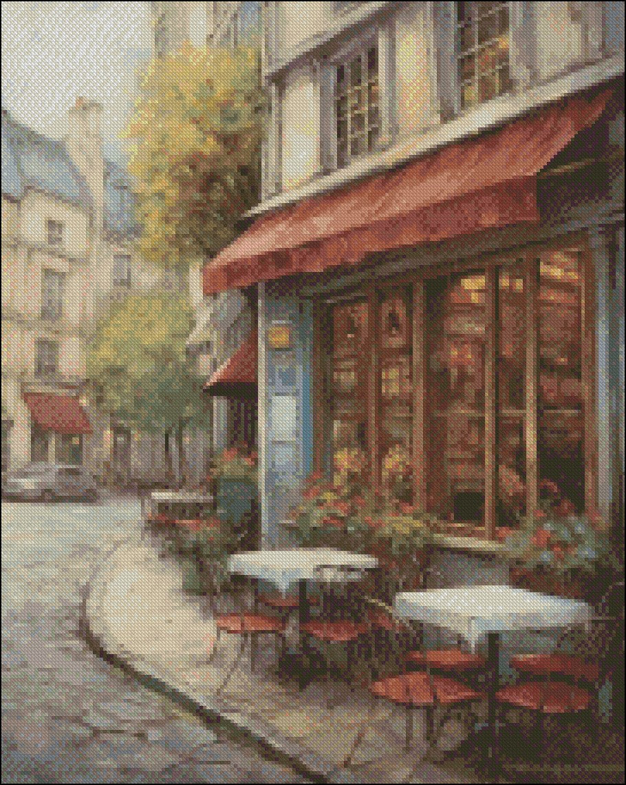 My Favorite Cafe - Counted Cross Stitch Patterns Embroidery Crafts Needlework DIY Chart DMC Color