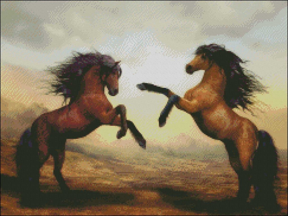 Wild Horse - Counted Cross Stitch Patterns Embroidery Crafts Needlework DIY Chart DMC Color