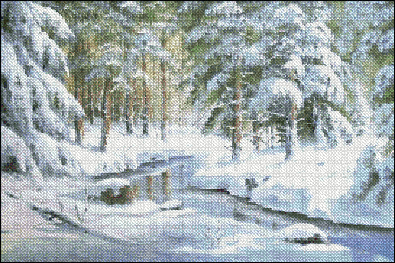 Russian Snow Scene 4 - Counted Cross Stitch Patterns Embroidery Crafts Needlework DIY Chart DMC Color