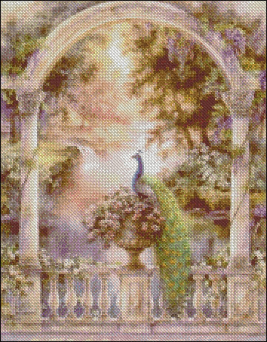 Majestic Peacock - Counted Cross Stitch Patterns Embroidery Crafts Needlework DIY Chart DMC Color