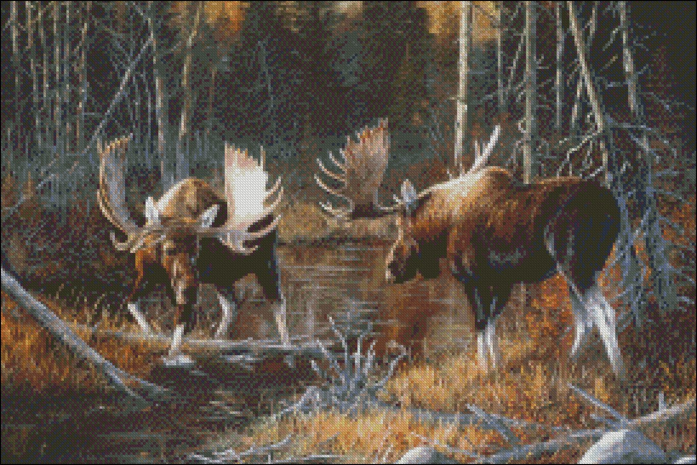 Majestic Moose - Counted Cross Stitch Patterns Embroidery Crafts Needlework DIY Chart DMC Color