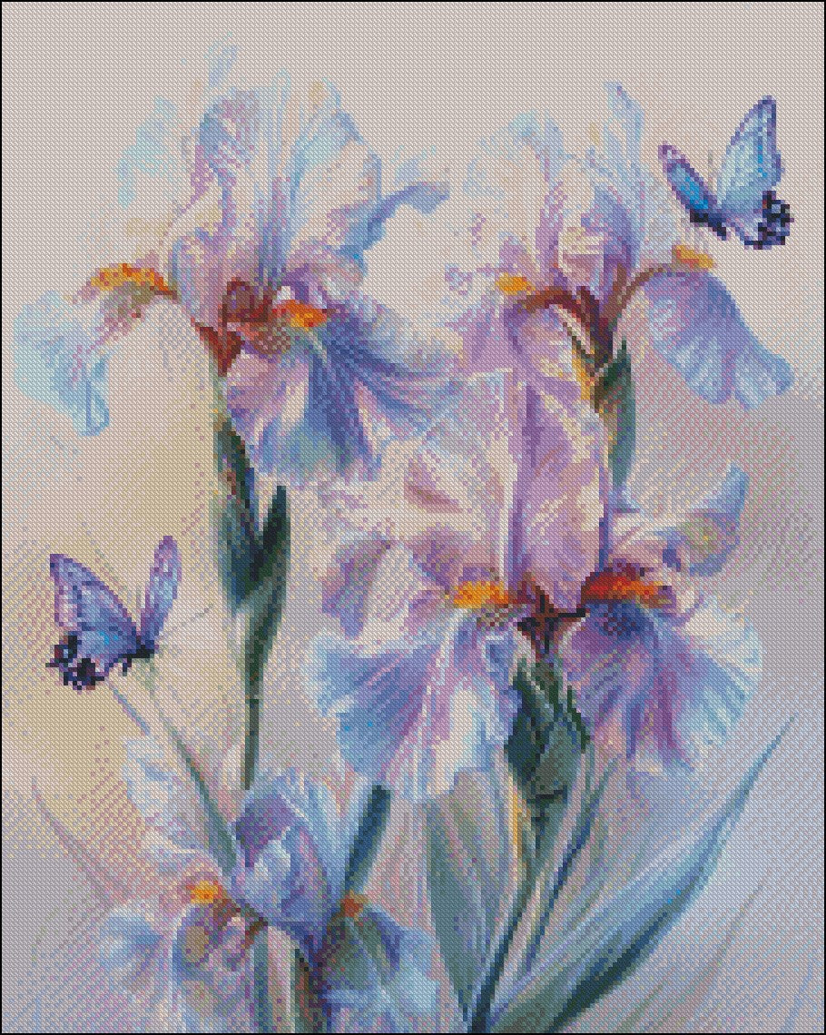 Ethereal Irises 2 - Counted Cross Stitch Patterns Embroidery Crafts Needlework DIY Chart DMC Color