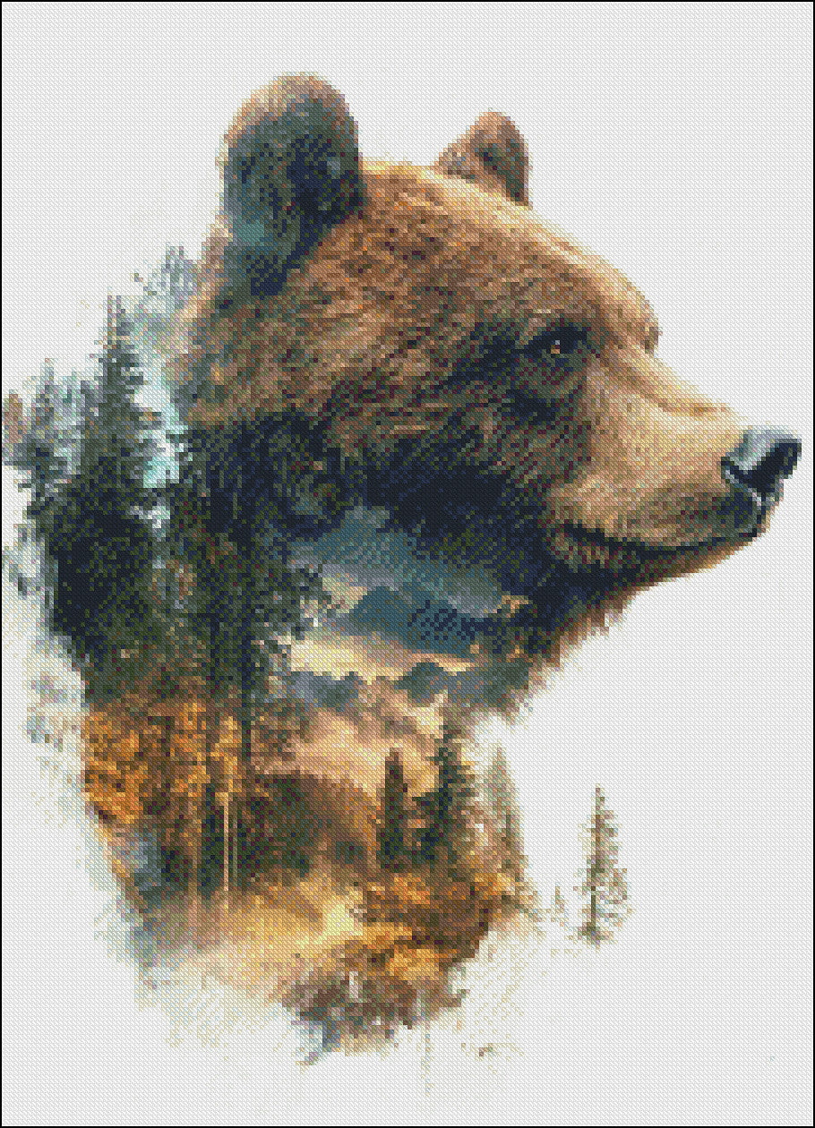Abstract Grizzly - Counted Cross Stitch Patterns Embroidery Crafts Needlework DIY Chart DMC Color
