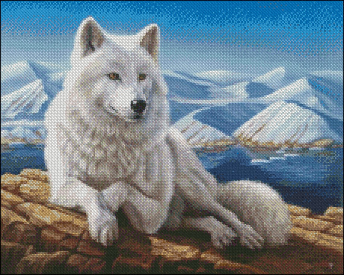 White Wolf 3 - Counted Cross Stitch Patterns Embroidery Crafts Needlework DIY Chart DMC Color