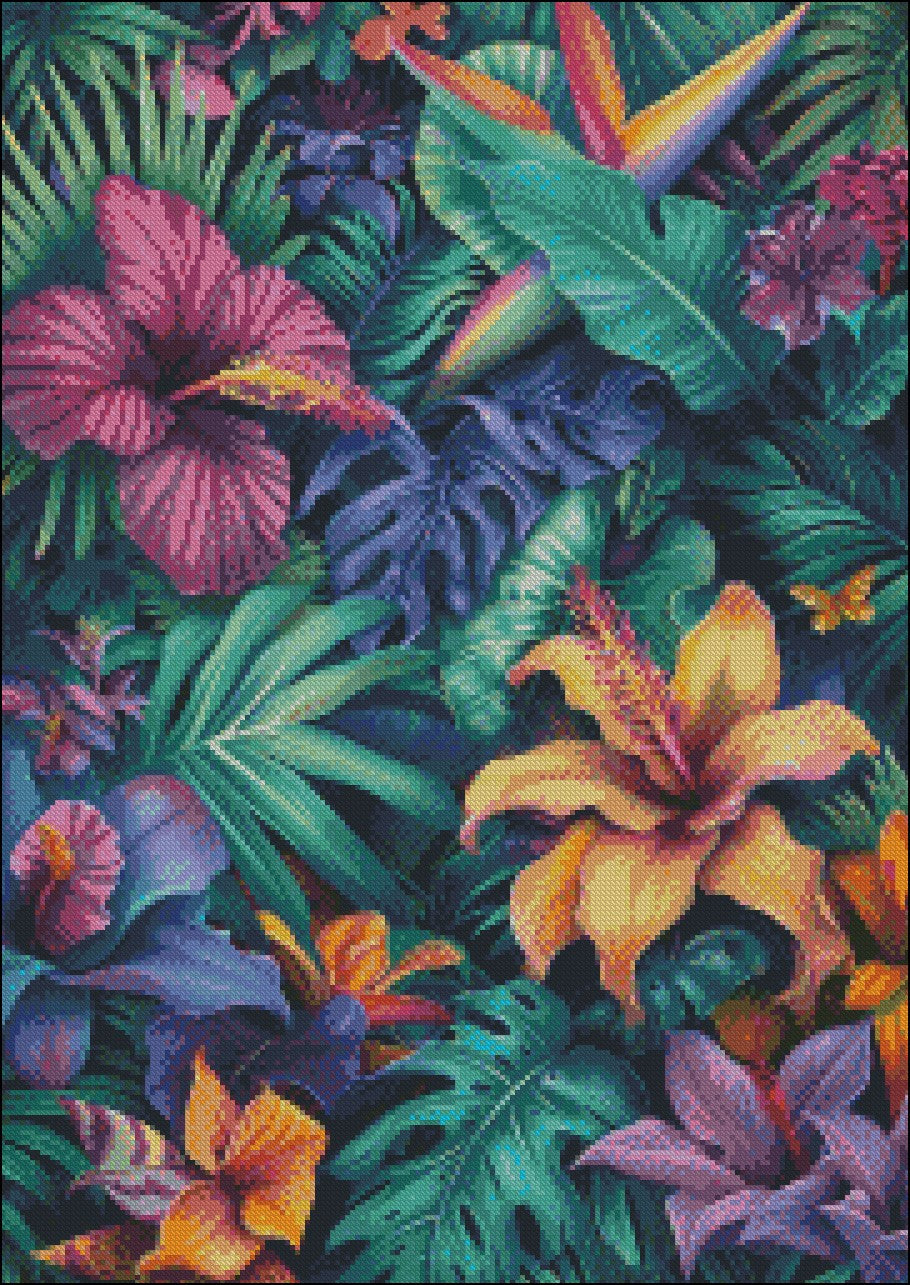 Tropical Paradise Botanica 1 - Counted Cross Stitch Patterns Embroidery Crafts Needlework DIY Chart DMC Color