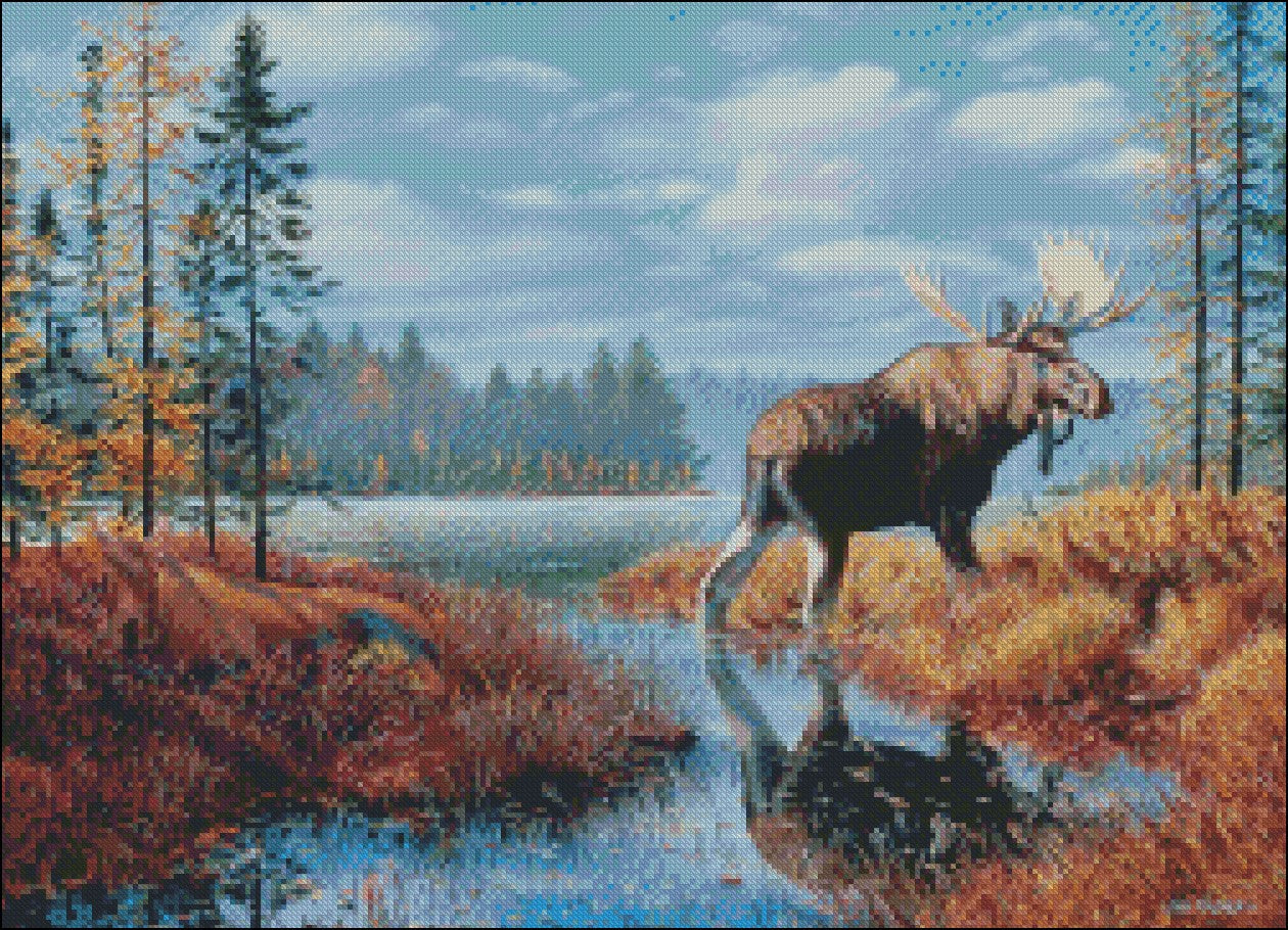 Moose Collection 10 - Counted Cross Stitch Patterns Embroidery Crafts Needlework DIY Chart DMC Color