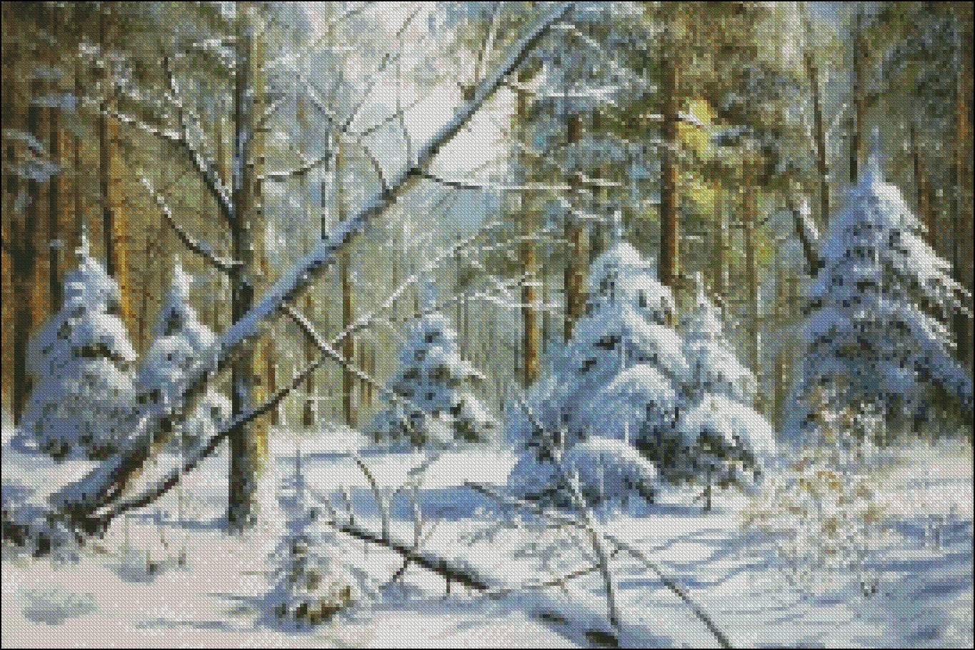 Russian Snow Scene 5 - Counted Cross Stitch Patterns Embroidery Crafts Needlework DIY Chart DMC Color