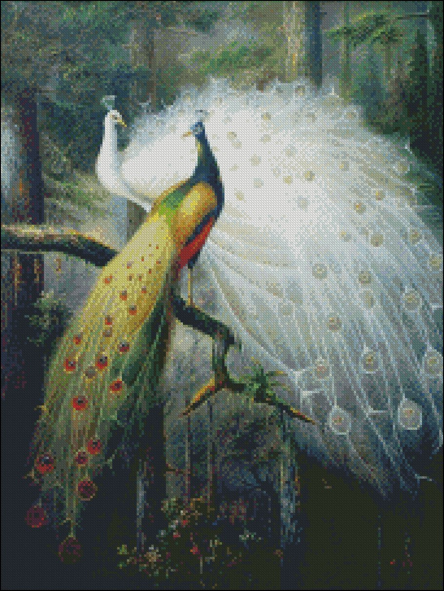 Peacock Collection 14 - Counted Cross Stitch Patterns Embroidery Crafts Needlework DIY Chart DMC Color