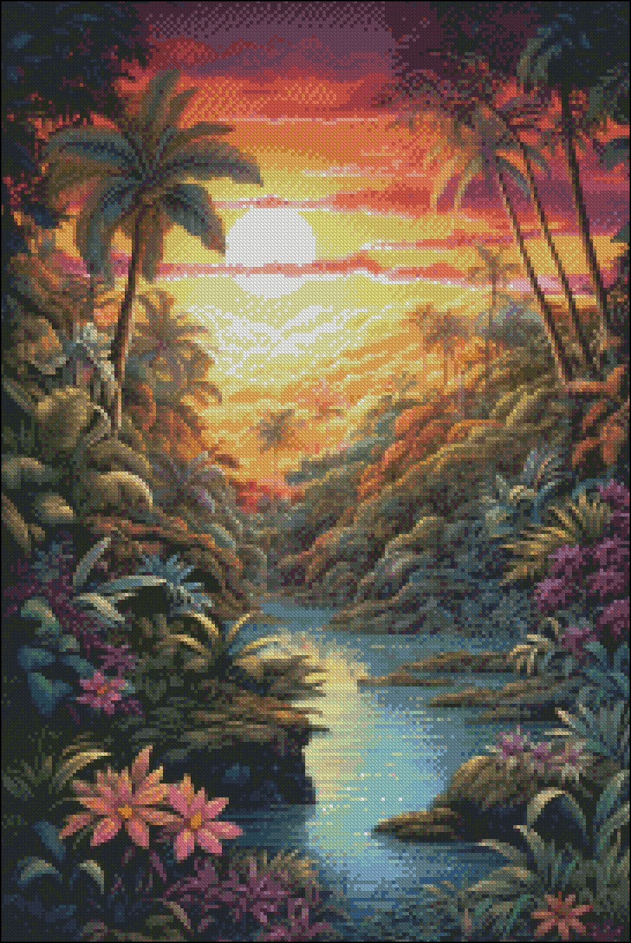 Tropical Oasis 2 - Counted Cross Stitch Patterns Embroidery Crafts Needlework DIY Chart DMC Color