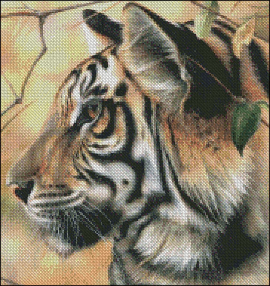 Portrait of Tiger 2 - Counted Cross Stitch Patterns Embroidery Crafts Needlework DIY Chart DMC Color