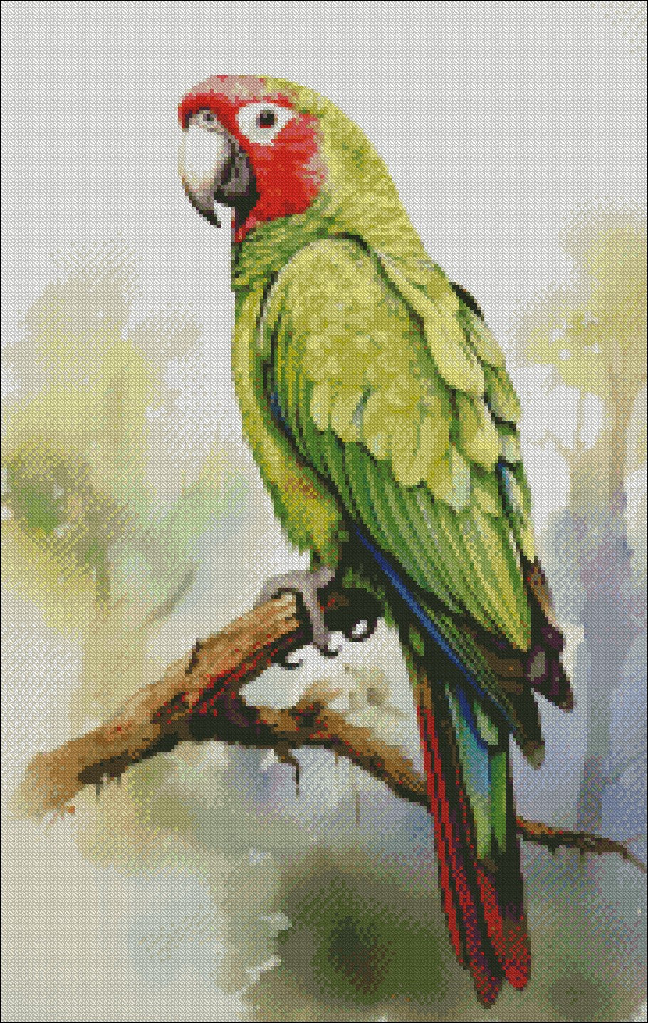 Thick-billed Parrot - Counted Cross Stitch Patterns Embroidery Crafts Needlework DIY Chart DMC Color