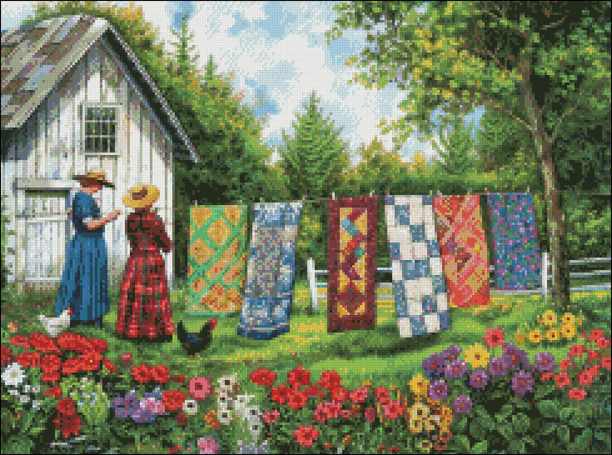 Quilts in the Backyard 2 - Counted Cross Stitch Patterns Embroidery Crafts Needlework DIY Chart DMC Color