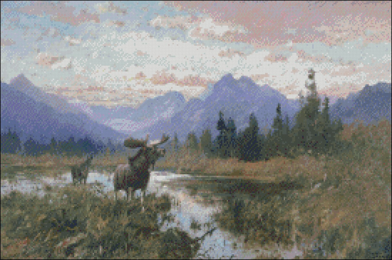 Moose Collection 12 - Counted Cross Stitch Patterns Embroidery Crafts Needlework DIY Chart DMC Color