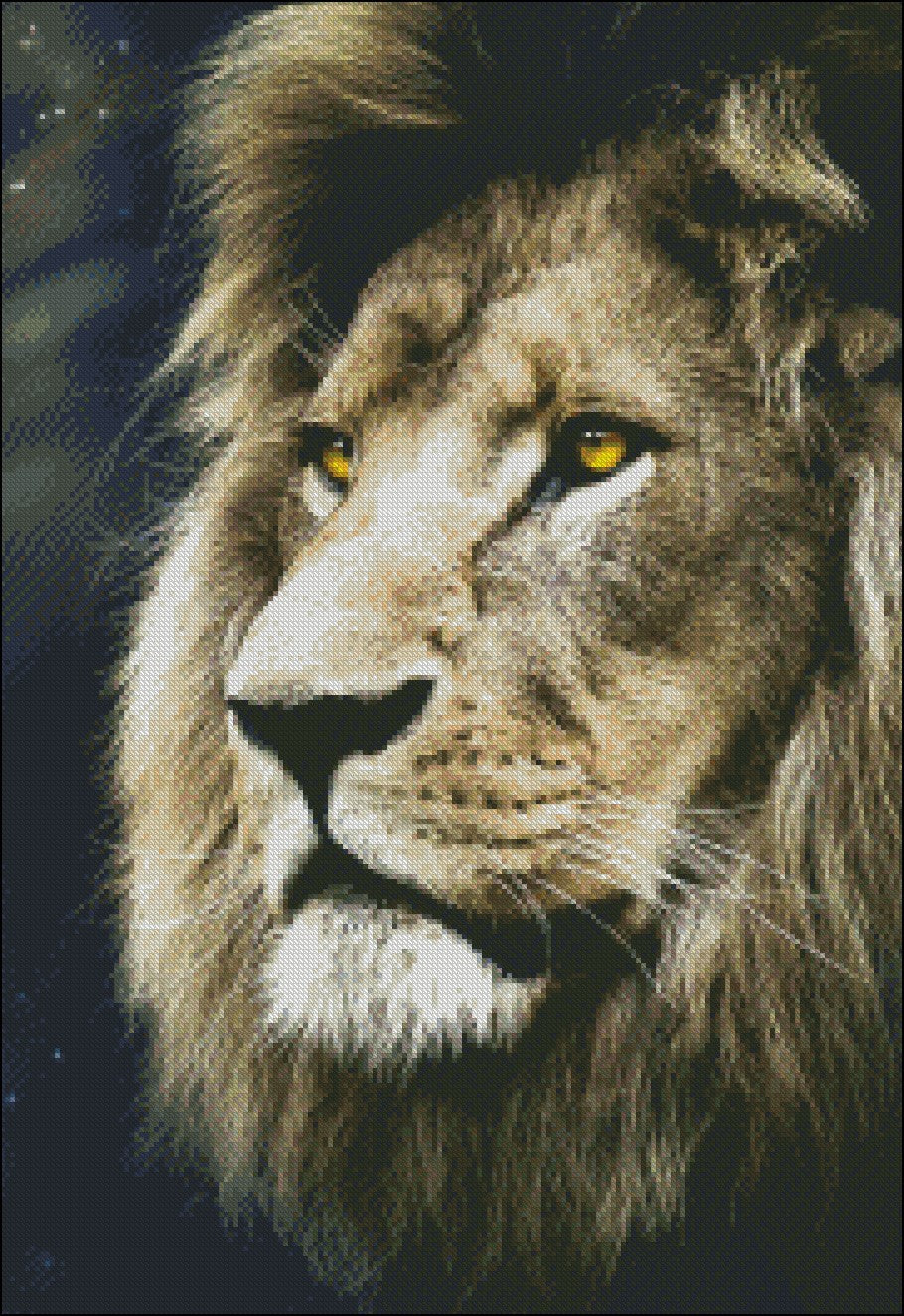 Lions Portrait - Counted Cross Stitch Patterns Embroidery Crafts Needlework DIY Chart DMC Color