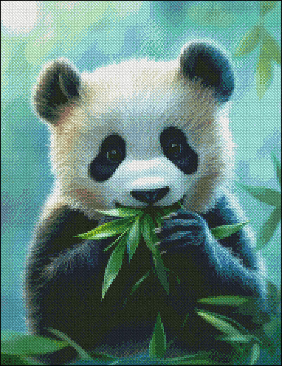 Panda Munchies - Counted Cross Stitch Patterns Embroidery Crafts Needlework DIY Chart DMC Color