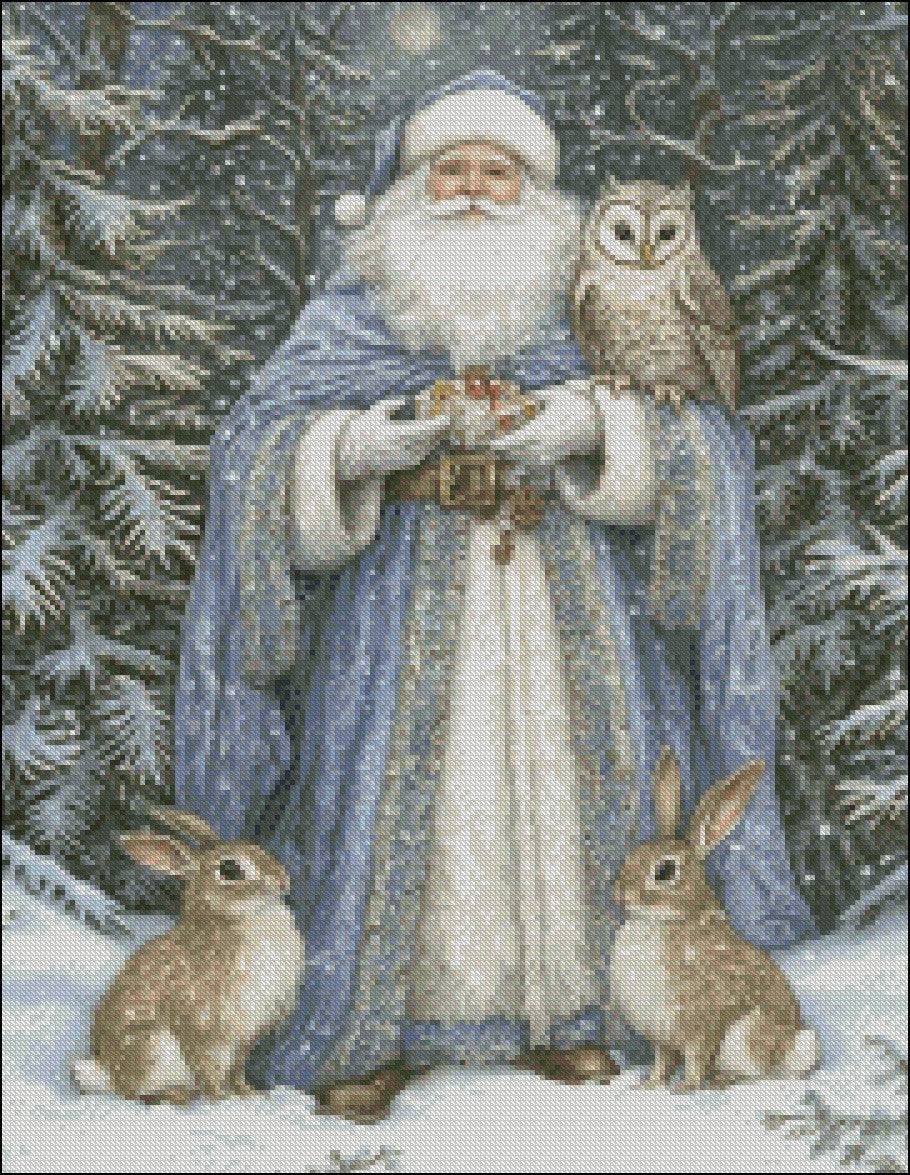 Arctic Santa Claus 18 - Counted Cross Stitch Patterns Embroidery Crafts Needlework DIY Chart DMC Color