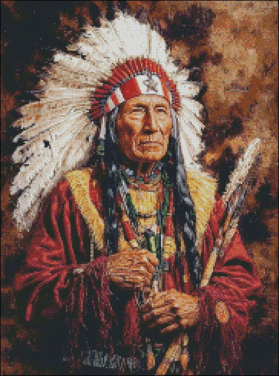 Chief of the Rosebud 2 - Counted Cross Stitch Patterns Embroidery Crafts Needlework DIY Chart DMC Color
