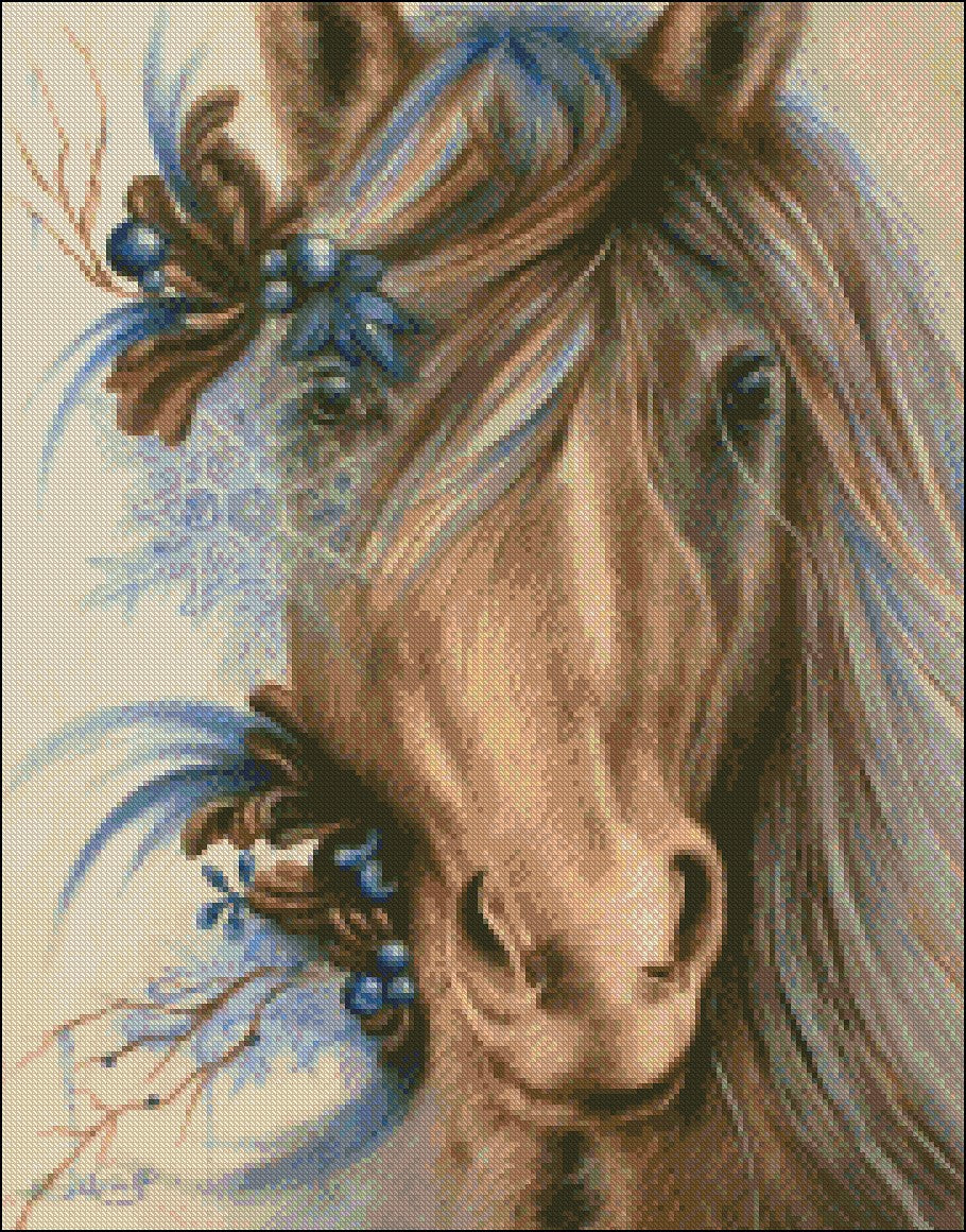 Pretty Blue - Counted Cross Stitch Patterns Embroidery Crafts Needlework DIY Chart DMC Color