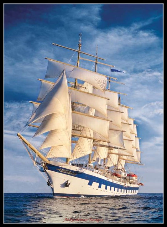 Sailing Ship 18 - Counted Cross Stitch Patterns Embroidery Crafts Needlework DIY Chart DMC Color