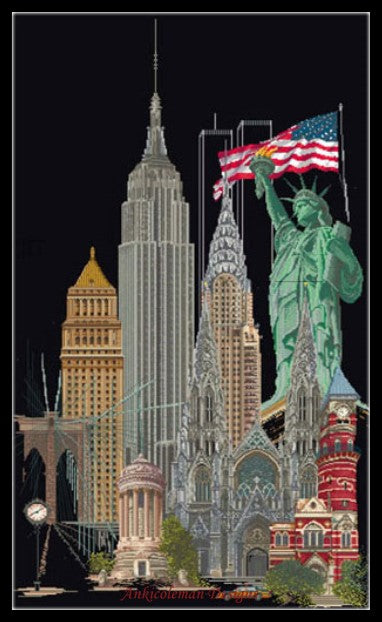 New York - Counted Cross Stitch Patterns Embroidery Crafts Needlework DIY Chart DMC Color