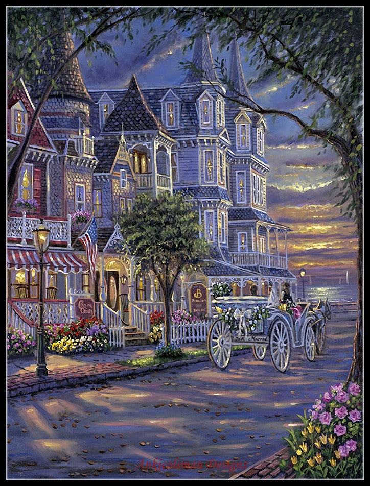 Strolling in Cape May - Counted Cross Stitch Patterns Embroidery Crafts Needlework DIY Chart DMC Color