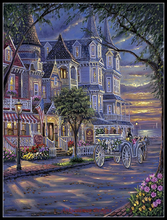 Strolling in Cape May - Counted Cross Stitch Patterns Embroidery Crafts Needlework DIY Chart DMC Color
