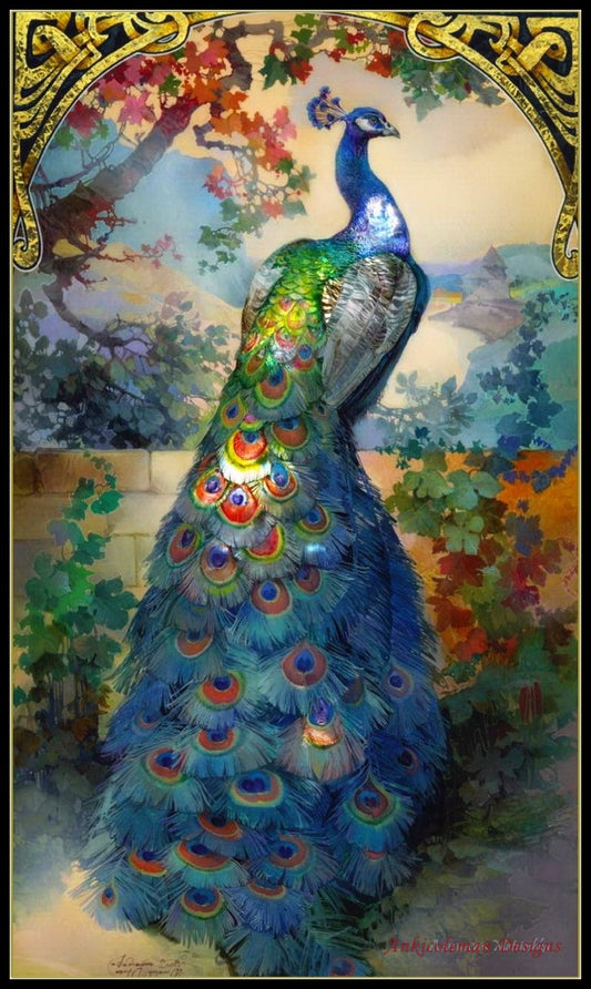 Victorian Peacock - Counted Cross Stitch Patterns Embroidery Crafts Needlework DIY Chart DMC Color