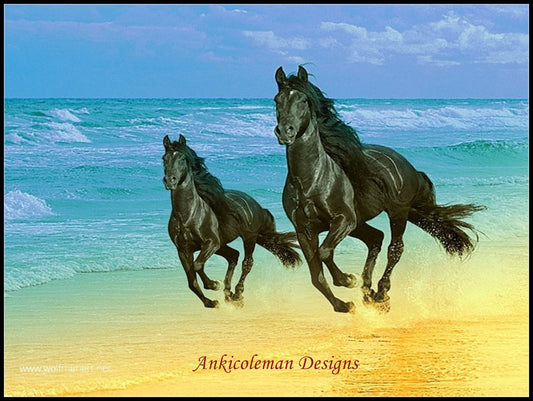 Horses Running - Counted Cross Stitch Patterns Embroidery Crafts Needlework DIY Chart DMC Color
