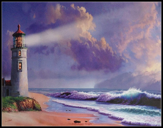 Twilight Lighthouse - Counted Cross Stitch Patterns Embroidery Crafts Needlework DIY Chart DMC Color